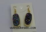 NGE5134 10*22mm - 12*25mm freeform plated druzy quartz earrings