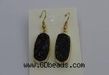 NGE5137 10*22mm - 12*25mm freeform plated druzy quartz earrings