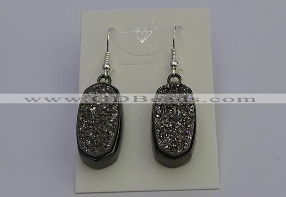 NGE5141 10*22mm - 12*25mm freeform plated druzy quartz earrings