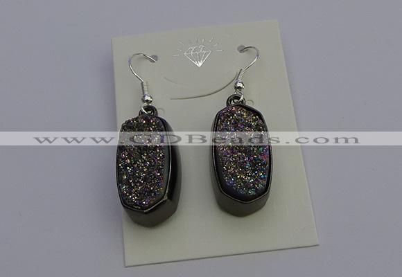 NGE5144 10*22mm - 12*25mm freeform plated druzy quartz earrings