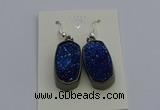 NGE5147 10*22mm - 12*25mm freeform plated druzy quartz earrings