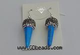 NGE5166 10*30mm faceted cone white howlite turquoise earrings