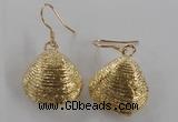 NGE54 18*20mm - 20*22mm freeform plated shell fossil earrings