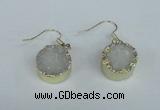 NGE68 15mm coin druzy agate gemstone earrings wholesale