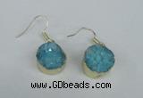 NGE69 15mm coin druzy agate gemstone earrings wholesale