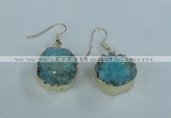 NGE71 18mm coin druzy agate gemstone earrings wholesale