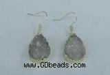 NGE73 13*18mm teardrop druzy agate gemstone earrings wholesale