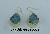 NGE74 13*18mm teardrop druzy agate gemstone earrings wholesale