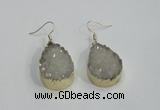 NGE76 20*30mm teardrop druzy agate gemstone earrings wholesale