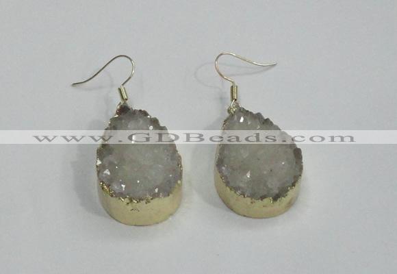 NGE76 20*30mm teardrop druzy agate gemstone earrings wholesale