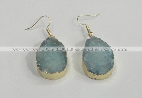 NGE77 20*30mm teardrop druzy agate gemstone earrings wholesale