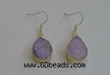 NGE81 13*18mm teardrop druzy agate gemstone earrings wholesale