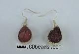 NGE82 13*18mm teardrop druzy agate gemstone earrings wholesale