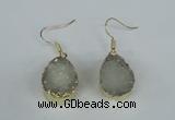 NGE85 15*20mm teardrop druzy agate gemstone earrings wholesale