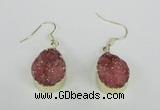 NGE86 15*20mm teardrop druzy agate gemstone earrings wholesale