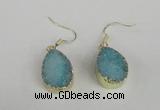 NGE87 15*20mm teardrop druzy agate gemstone earrings wholesale