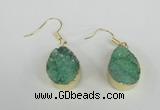 NGE88 15*20mm teardrop druzy agate gemstone earrings wholesale