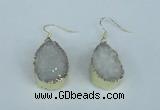 NGE90 18*25mm teardrop druzy agate gemstone earrings wholesale