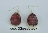 NGE91 18*25mm teardrop druzy agate gemstone earrings wholesale