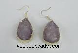 NGE95 20*30mm teardrop druzy agate gemstone earrings wholesale