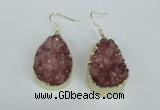 NGE96 20*30mm teardrop druzy agate gemstone earrings wholesale