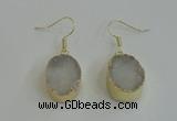 NGE98 15*20mm oval druzy agate gemstone earrings wholesale