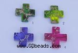 NGP01 5PCS 35*35mm cross dyed imperial jasper pendants wholesale