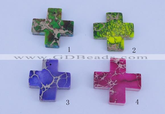 NGP01 5PCS 35*35mm cross dyed imperial jasper pendants wholesale