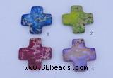 NGP02 5PCS 45*45mm cross dyed imperial jasper pendants wholesale