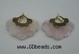 NGP1076 8*40*50mm rose quartz pendants with brass setting