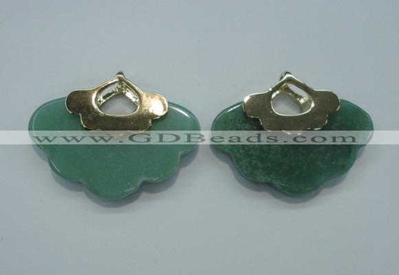 NGP1078 8*40*50mm gree aventurine pendants with brass setting