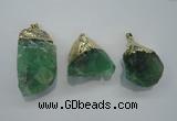 NGP1088 20*30mm - 25*50mm nuggets green fluorite pendants