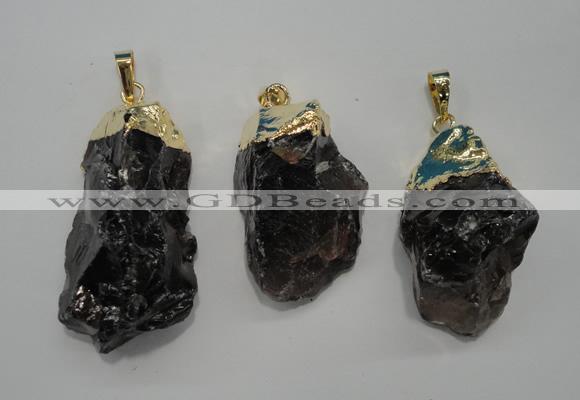 NGP1089 20*30mm - 25*50mm nuggets smoky quartz pendants