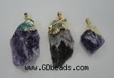 NGP1090 20*30mm - 25*50mm nuggets amethyst gemstone pendants