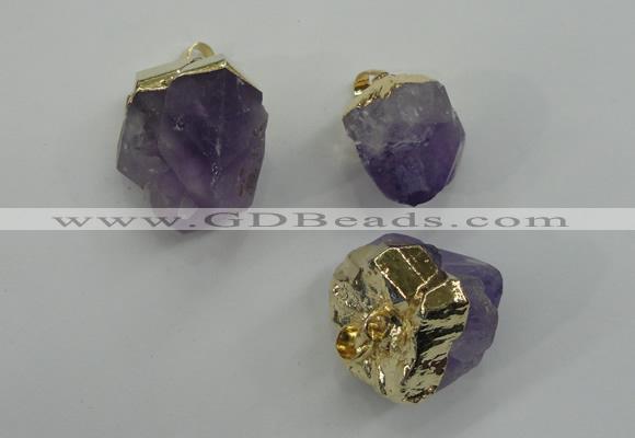 NGP1093 18*25mm - 25*40mm faceted nuggets amethyst pendants