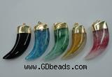 NGP1096 20*50mm oxhorn druzy agate pendants with brass setting