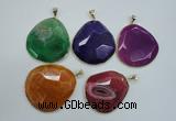 NGP1111 40*50 - 50*55mm freeform druzy agate pendants with brass setting