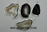 NGP1116 30*45 - 45*55mm freeform druzy agate pendants with brass setting