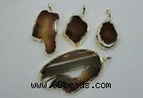 NGP1119 25*40 - 40*60mm freeform druzy agate pendants with brass setting