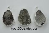 NGP1125 25*40 - 35*45mm freeform druzy agate pendants with brass setting