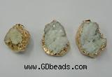 NGP1142 25*35mm - 40*45mm freeform druzy agate pendants with brass setting