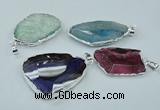 NGP1148 25*35mm - 35*45mm freeform druzy agate pendants with brass setting