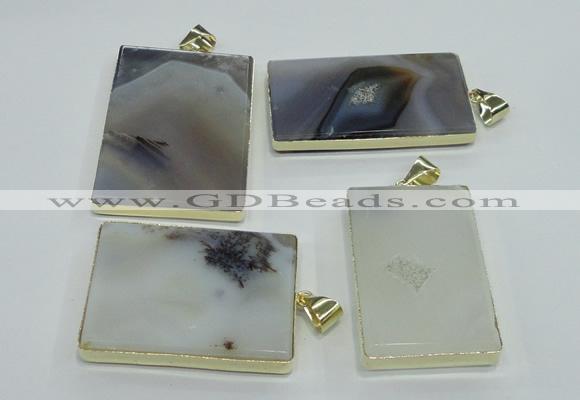 NGP1155 25*35mm - 40*50mm freeform agate pendants with brass setting