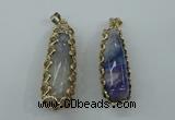 NGP1160 18*60mm - 20*65mm freeform agate pendants with brass setting