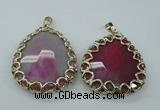 NGP1162 50*55mm - 52*60mm freeform agate pendants with brass setting