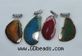 NGP1230 35*65mm - 45*70mm freeform agate pendants with brass setting