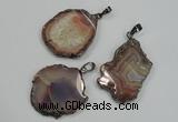 NGP1284 30*40mm – 35*45mm freeform agate pendants with brass setting