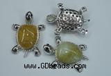 NGP1296 43*60mm tortoise agate pendants with crystal pave alloy settings