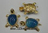 NGP1307 43*60mm tortoise agate pendants with crystal pave alloy settings