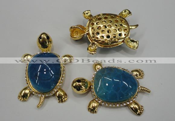 NGP1307 43*60mm tortoise agate pendants with crystal pave alloy settings